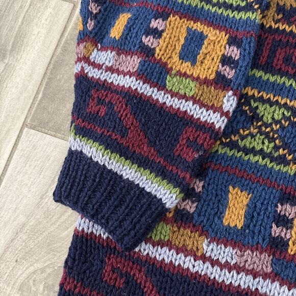 Vintage Susann D Women's Sheltand Wool Sweater Size L Geometric Design Hong Kong - Picture 3 of 8